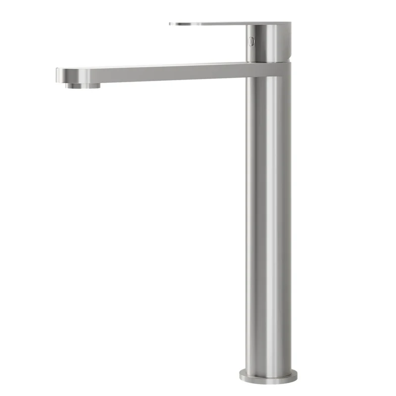 Tvättställsblandare i modern design - hög modell 27,3 cm - borstat stål - Tårnby