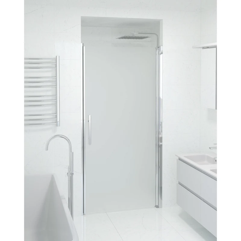 Dörr till duschnisch 100x198 cm - 6 mm frostat nanoglas - Krom profil - Vänern