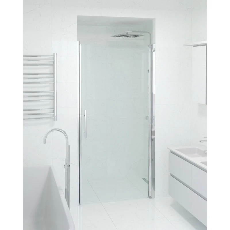 Dörr till duschnisch 100x198 cm - 6 mm klart nanoglas - Krom profil - Vänern
