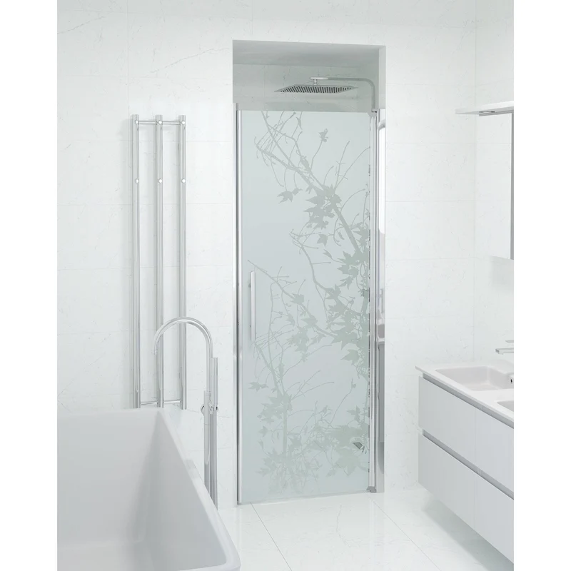 Dörr till duschnisch 80x198 cm - 6 mm frostat dekorglas med nanobehandling - Krom profil - Vänern