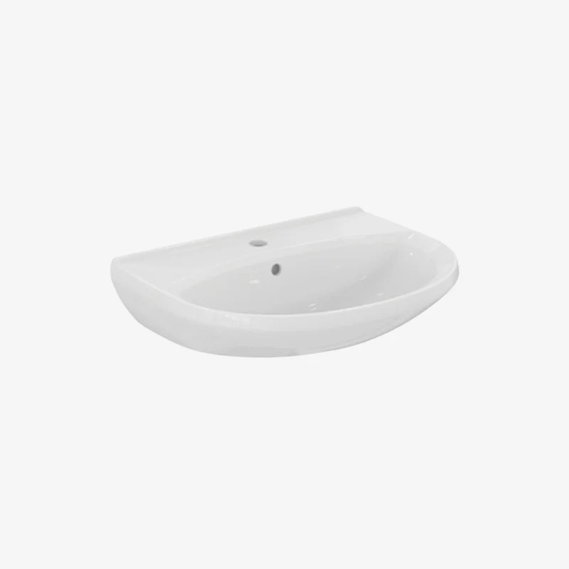 Ideal Standard Alpha Vitreous China Wall-Mounted Glossy White Washbasin with 1 Centre Tap Hole & Overflow 600 x 460 x 170 mm