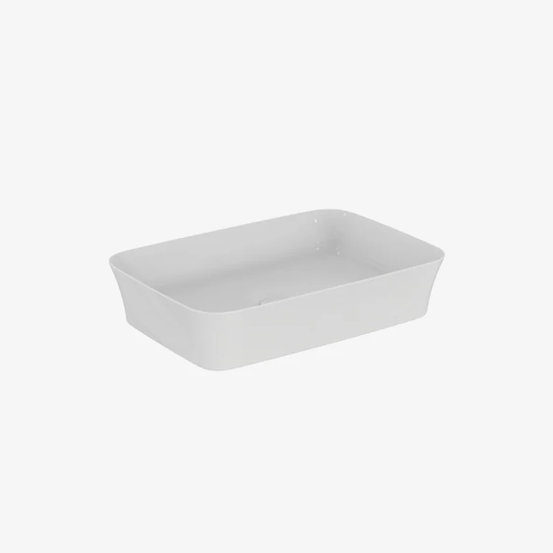 Ideal Standard Ipalyss Rectangular Diamatec Ceramic Countertop Vessel Basin without Tap Hole 550 x 380 x 125 mm