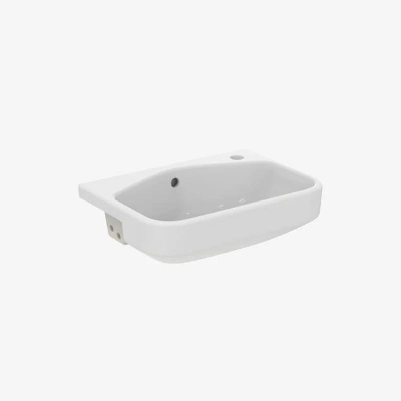 Ideal Standard i.Life S Rectangular Fine Fireclay Ceramic Semi-Countertop Glossy White Basin with 1 Tap Hole & Overflow 500 x 360 x 175 mm
