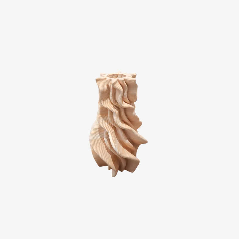 Ambiente Organic Flow Beige Ceramic Textured Vase 16 cm
