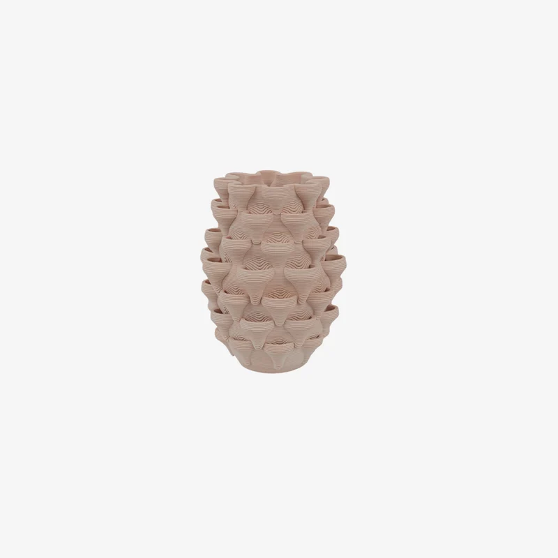 Ambiente Layered Texture Beige Ceramic Textured Vase 16 cm