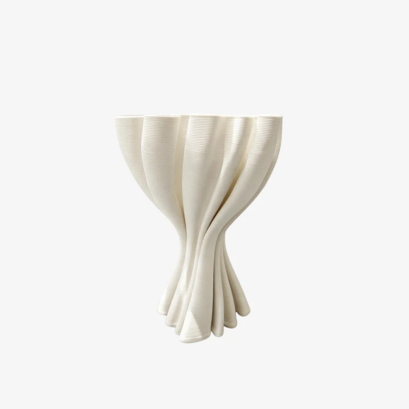 Ambiente Wave Form White Ceramic Matte 3D Textured Vase 20 cm
