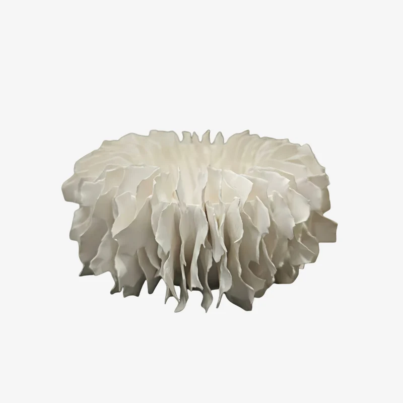Ambiente Abstract White Resin Matte Organic Sculptural Vase 22 × 22 cm