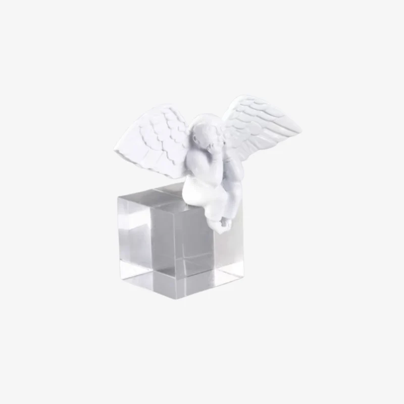 Ambiente White Cherub White Resin & Crystal Matte Sculpture 220 × 75 × 160 mm