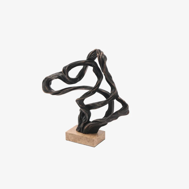 Ambiente Abstract Flow Dark Resin & Marble Fluid Sculpture 350 × 100 × 330 mm