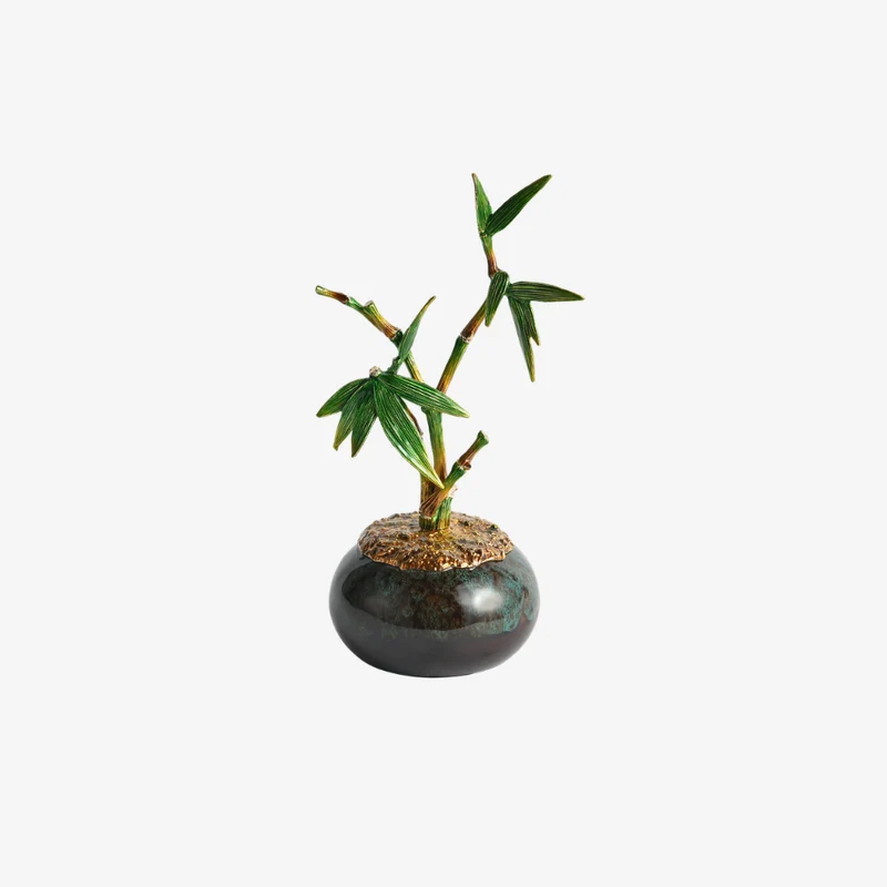 Ambiente Emerald Bamboo Green Ceramic & Alloy Accent Sculpture 140 × 110 × 250 mm