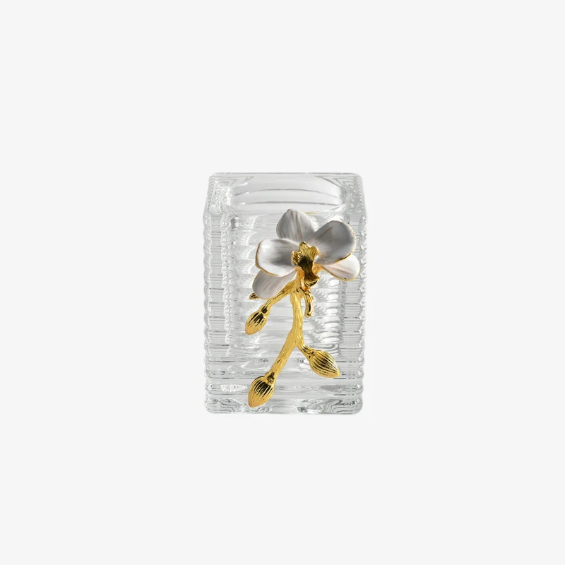 Ambiente Orchid Glow Gold & White Glass & Alloy Textured Accent Holder 100 × 75 × 110 mm