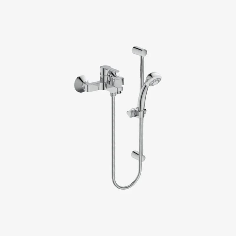Ideal Standard Idealstream Chrome Wall Mounted Exposed Bath & Shower Mixer Set with Ø70 mm Hand Shower 600 mm Rail & 1500 mm