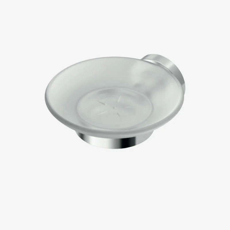 Ideal Standard IOM Chrome Metal Round Wall Mounted Frosted Glass Soap Dish 127 × 114 × 48 mm