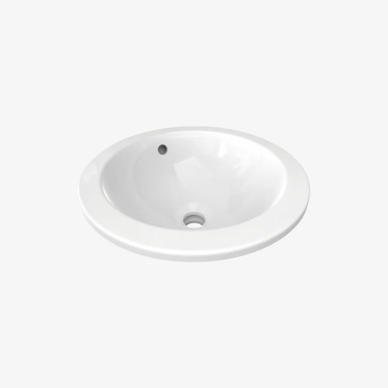 Ideal Standard Connect Round Fine Fireclay Ceramic Countertop Glossy White Basin without Tap Hole with Overflow 380 x 380 x 165 mm
