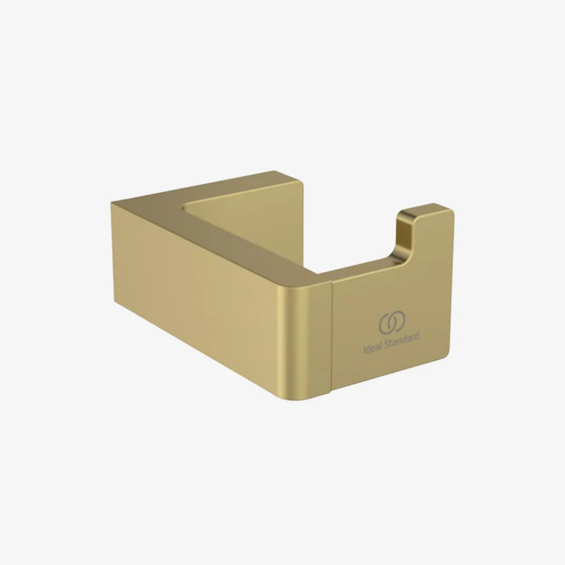 Ideal Standard Conca Brushed Gold Brass PVD Square Wall Mounted Robe Hook 74 × 49 × 35 mm