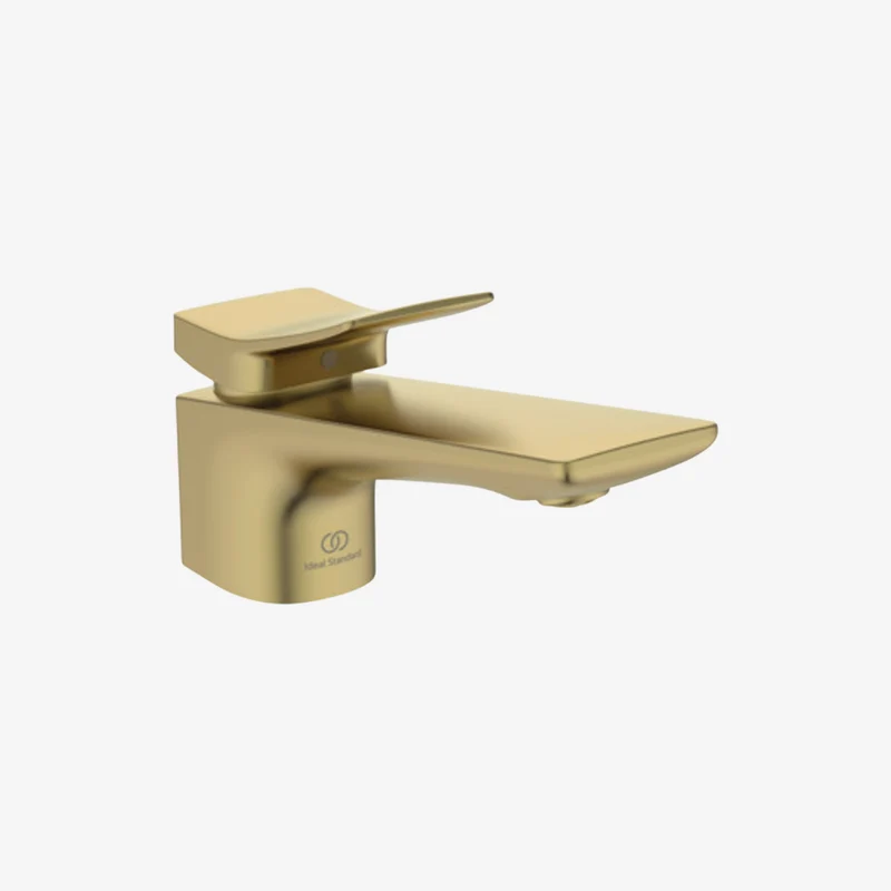 Ideal Standard Conca Brass Deck-Mounted Brushed Gold 5 L/min Basin Mixer with Pop-Up Waste 201 x 48 x 96 mm
