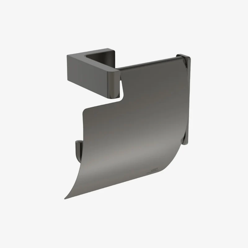 Ideal Standard Conca Magnetic Grey Stainless Steel PVD Square Wall Mounted Toilet Tissue Holder with Cover 80 × 123 × 128 mm