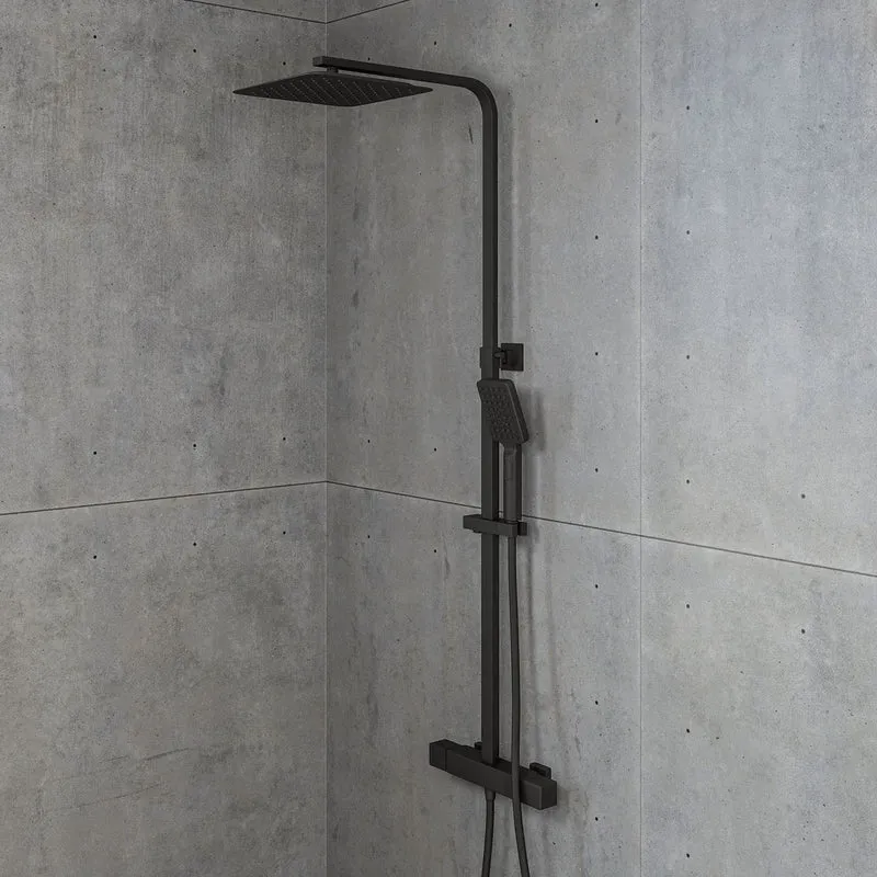Takduschset med termostatblandare 160 mm c/c - 250 mm takdusch, handdusch - mattsvart - Næsby