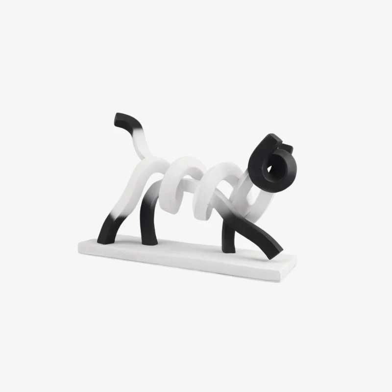 Ambiente Black & White Resin Abstract Dog Sculpture 31 × 10 × 22 cm