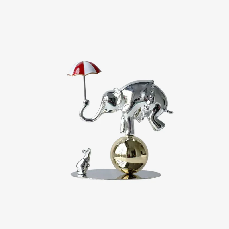 Ambiente Resin & Stainless Steel Elephant Balancing Sculpture 27 × 18 × 30 cm