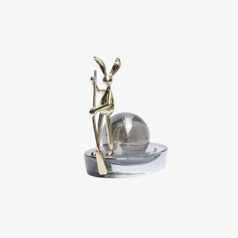 Ambiente Metal & Crystal Rabbit Sculpture 12 × 8 × 14 cm