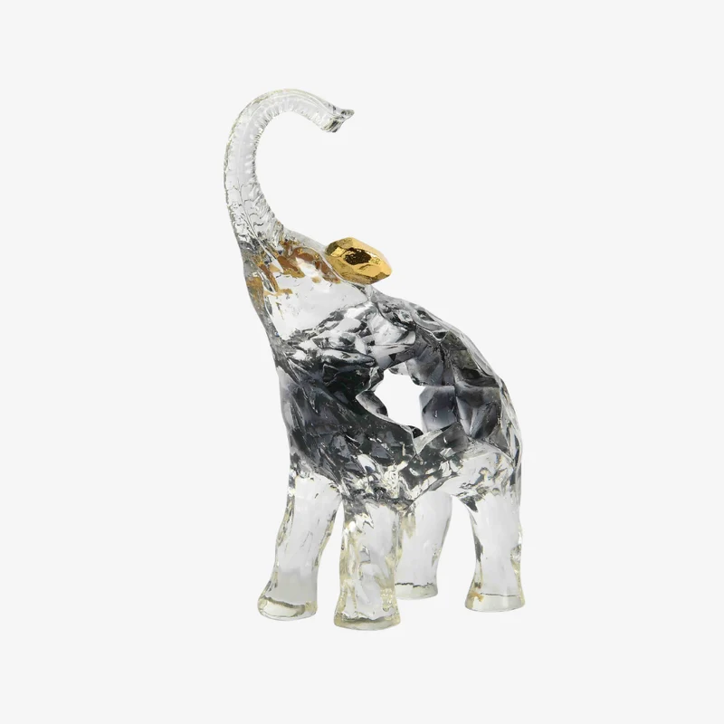 Ambiente Resin Crystal-Like Translucent Elephant Sculpture 12 × 6 × 19 cm