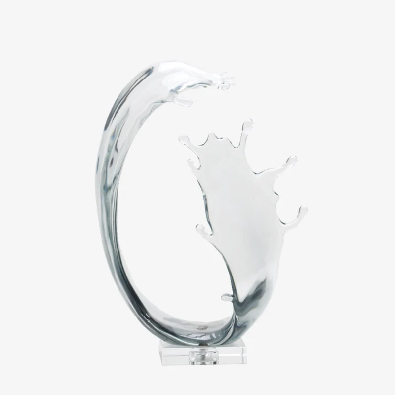 Ambiente Smoke Grey Resin & Crystal Transparent Decorative Sculpture 25 × 10 × 36 cm