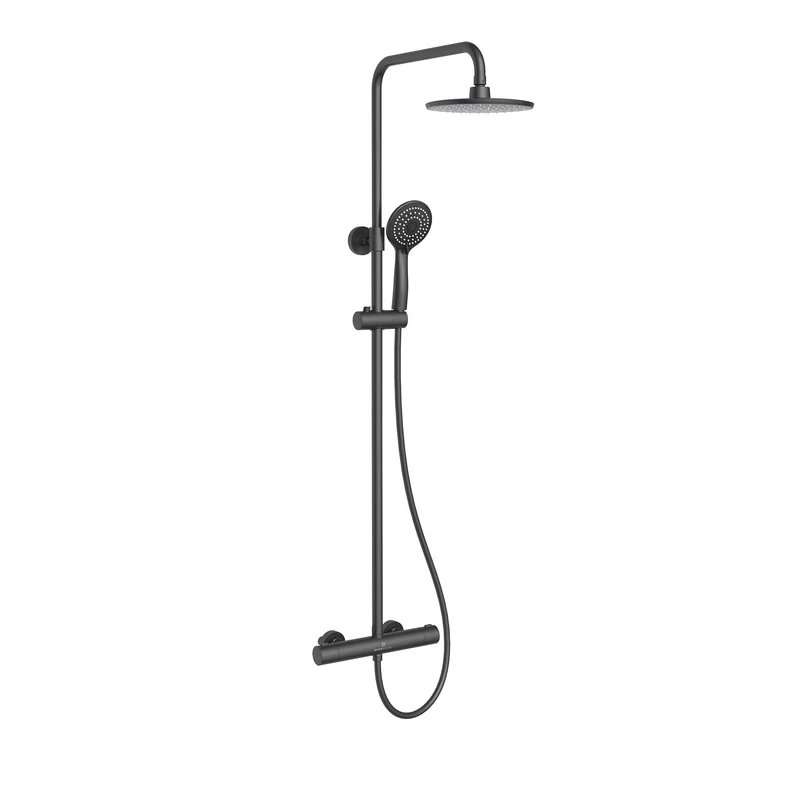 Takduschset med termostatblandare 150 mm c/c - takdusch Ø200 mm, handdusch - mattsvart - Holly