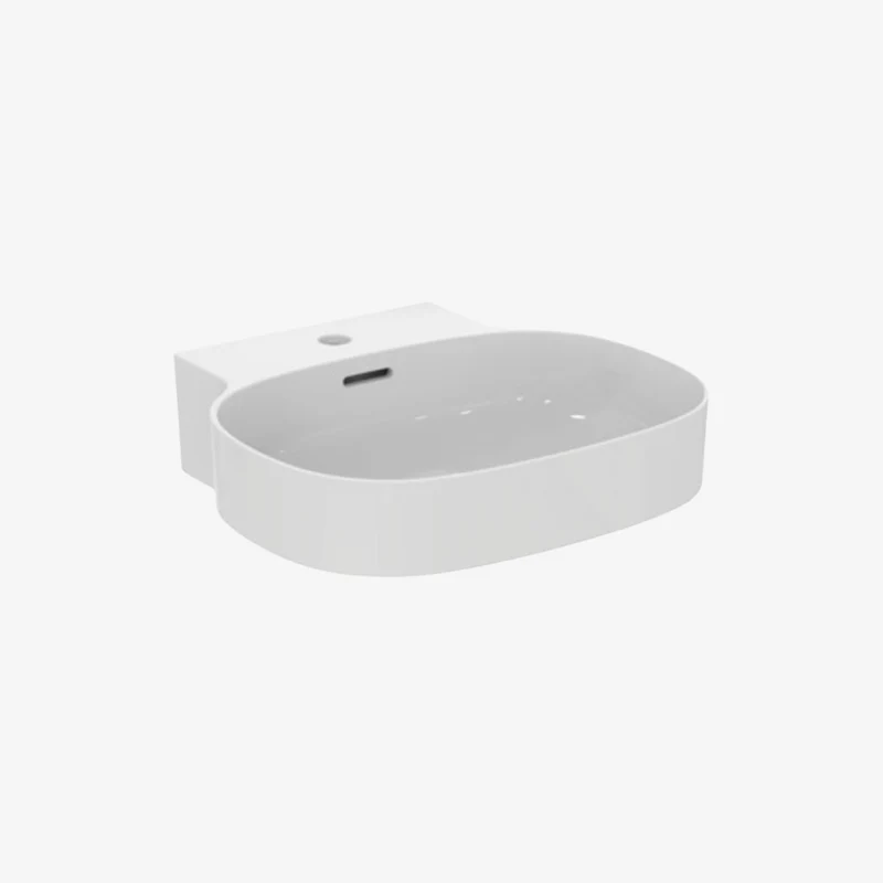 Ideal Standard Linda-X Diamatec Wall-Mounted White Gloss Basin with 1 Tap Hole & Overflow 480 x 500 x 155 mm