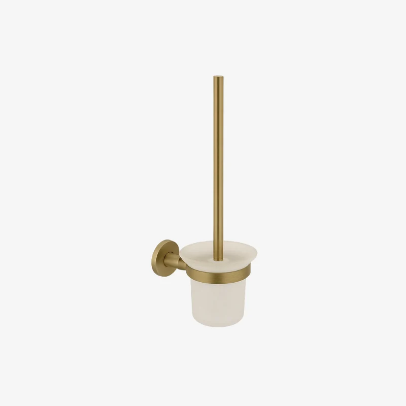 VADO Element Brushed Bronze Frosted Glass & Metal Round Wall Mounted Toilet Brush & Holder 156.5 × 380.5 mm
