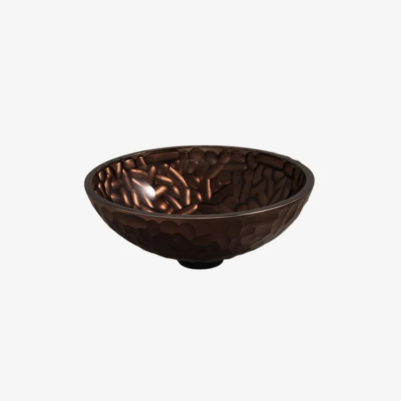 Glass Design Orma 40 Round Crystal Glass Countertop Vessel Washbasin Demi Mat without Tap Hole 440 mm