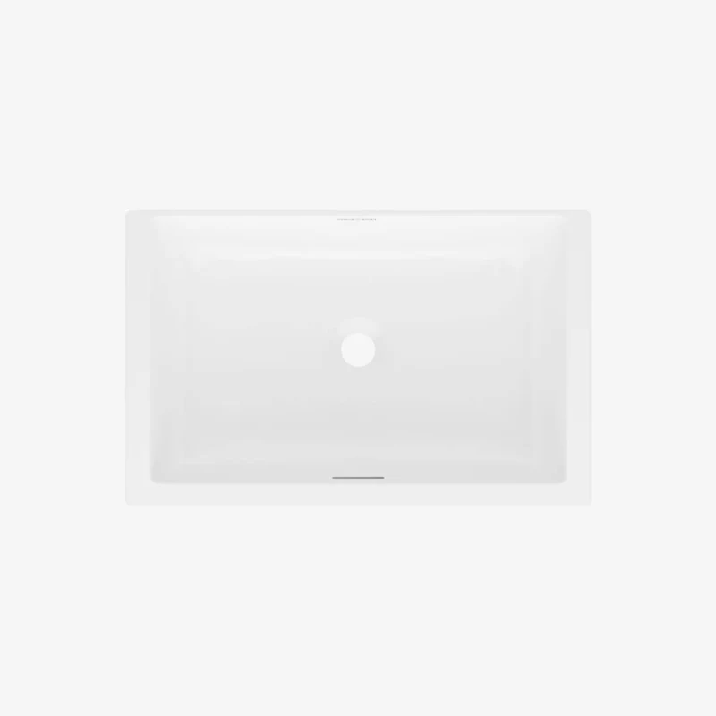 Victoria+Albert Kaldera 56 Rectangular QUARRYCAST Undermount Gloss White Basin without Tap Hole with Internal Overflow 560 x 358 x 139 mm