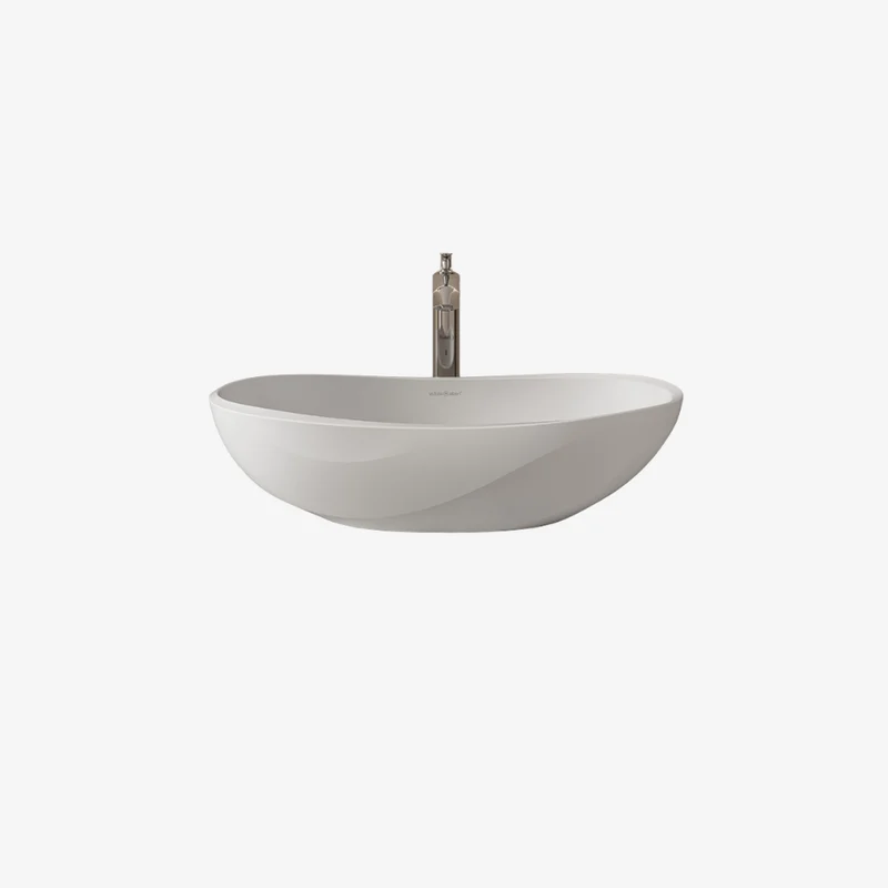 Victoria+Albert Seros 55 Oval Stone Composite Above-Counter Matt White Vessel Basin without Tap Hole with Internal Overflow 549 x 300 x 140 mm
