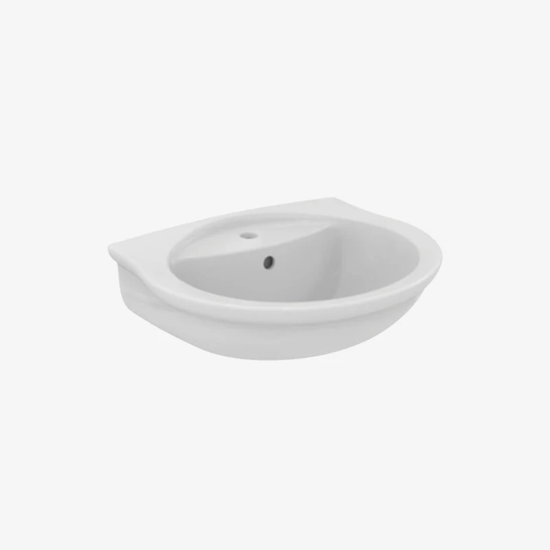 Ideal Standard San Remo Vitreous China Wall-Hung Glossy White Washbasin with 1 Tap Hole & Overflow 600 x 490 mm