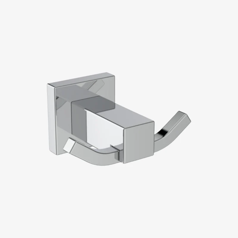 Ideal Standard IOM Chrome Metal Polished Square Wall Mounted Double Robe Hook 66 × 87 × 45 mm