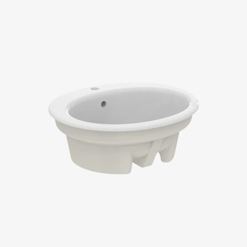 Ideal Standard Ovalux Oval Vitreous China Countertop Gloss White Basin with 1 Centre Tap Hole & Overflow 610 x 530 x 215 mm