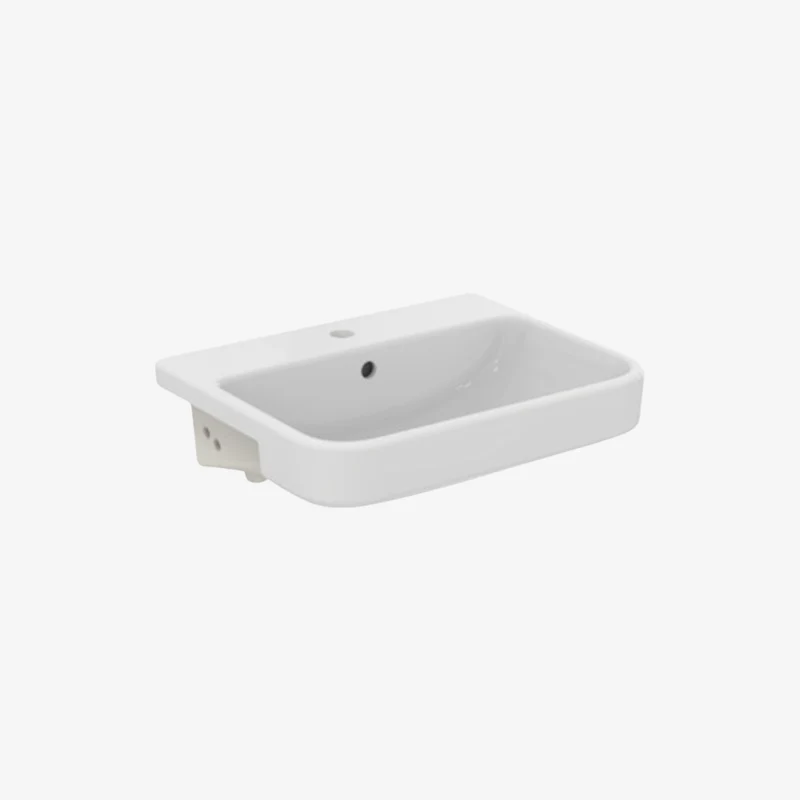 Ideal Standard i.life B Ceramic Semi-Countertop Glossy White Basin with 1 Centre Tap Hole & Overflow 440 x 550 x 170 mm