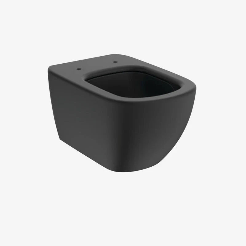 Ideal Standard Tesi Silk Black Vitreous China Wall Hung Toilet Bowl with AquaBlade & Horizontal Outlet 530 x 360 x 335 mm
