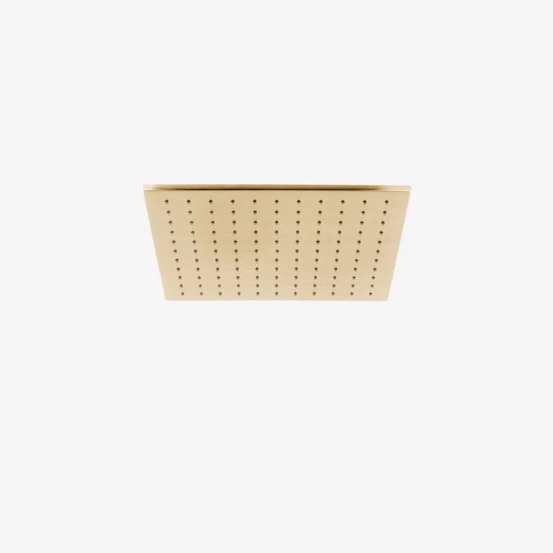 VADO Brushed Gold Square Slimline Wall or Ceiling Mounted Single-Function Shower Head 58 x 302 x 302 mm