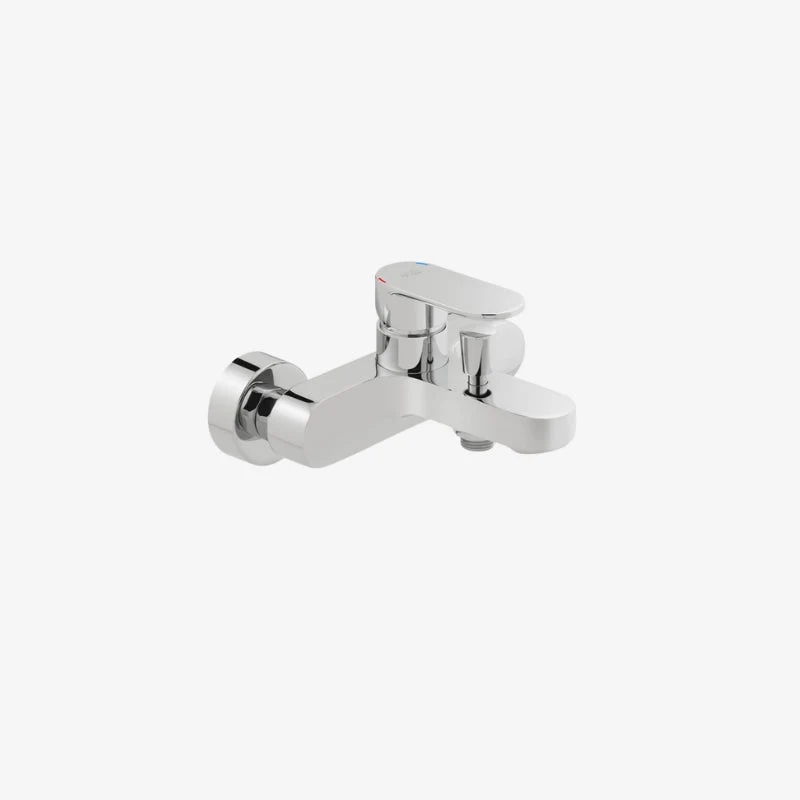 VADO Metiz Chrome Brass 2-Hole Wall Mounted Bath Shower Mixer 200 x 210 mm