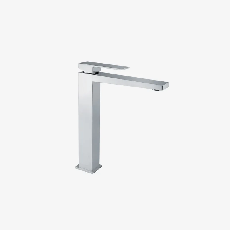 Webert Kube Brass Deck & Countertop-Mounted High Basin Mixer Chrome with Click-Clack Waste 225 x 280 mm
