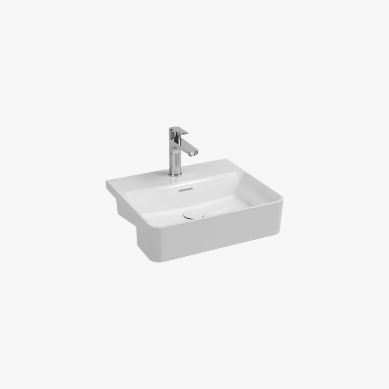 ISVEA Infinity Square Ceramic Semi-Recessed White Washbasin with Tap Hole 360 x 500 mm
