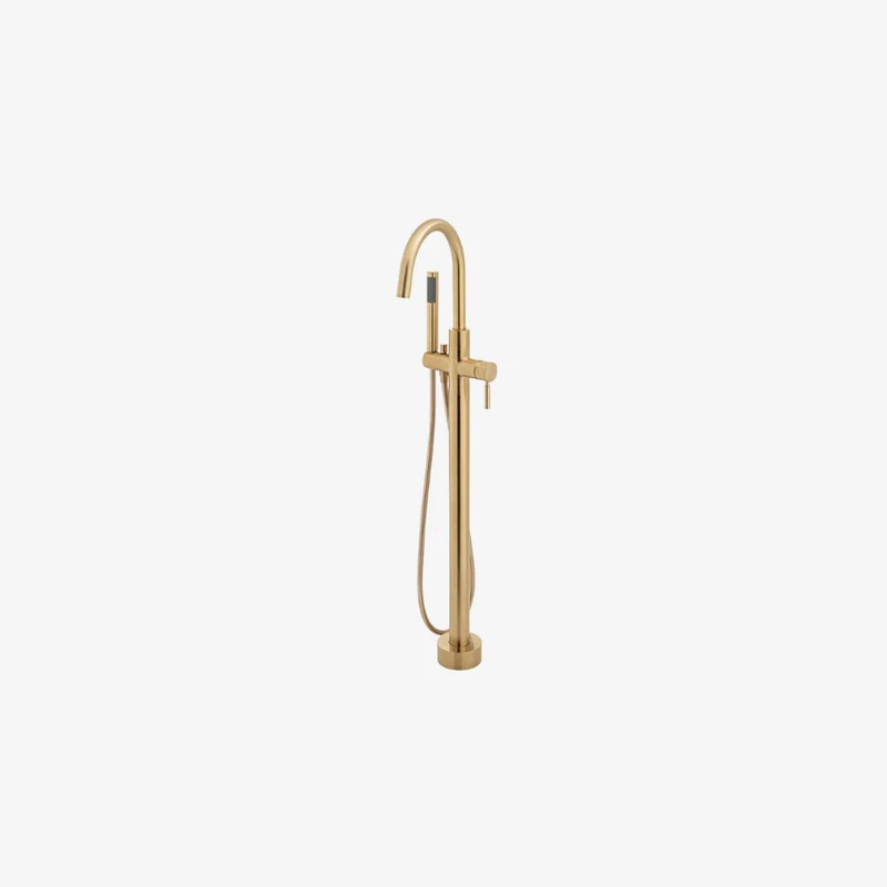 VADO Origins Brushed Gold Floor Mounted Bath Shower Mixer 310 x 186 x 1107 mm