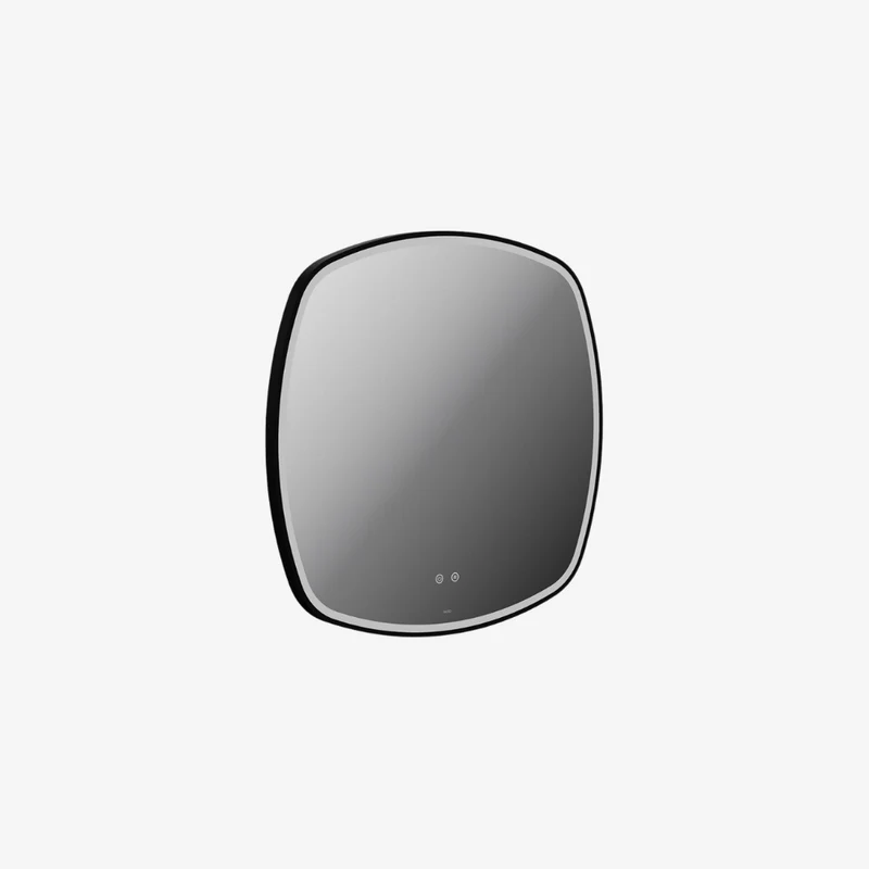 VADO Cameo Matt Black Soft Square Wall Mounted Illuminated LED Mirror with Demister & Touch Control 32 x 800 x 800 mm