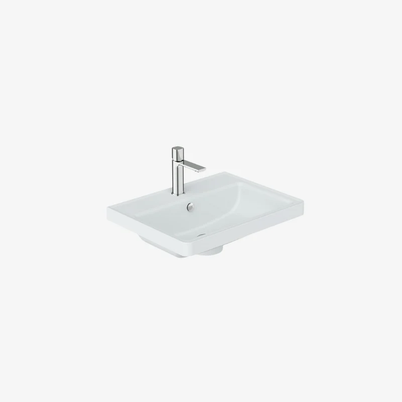 VADO Cameo Mineral Cast Inset Vanity Basin with 1 Tap Hole & Overflow 454 x 597 x 185 mm