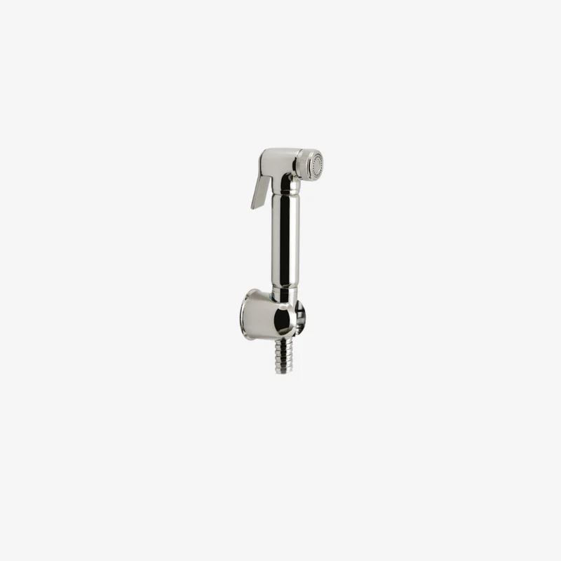 VADO Luxury Brass Wall-Mounted Shattaf Hand Set Chrome with 100 cm Hose & Wall Bracket 66 x 126 mm