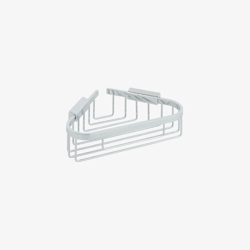 VADO Medium Triangular Polished Chrome Brass Wall Mounted Corner Basket 147 × 220 × 65 mm