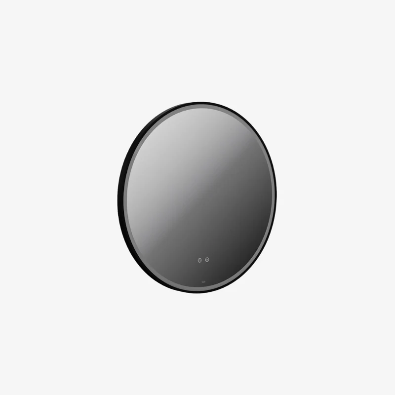 VADO Cameo Matt Black Round Wall Mounted Illuminated LED Mirror with Demister & Touch Control 32 x 800 x 800 mm