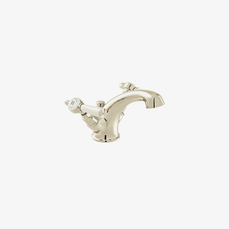 VADO Axbridge Lever Handle Deck-Mounted Mono Basin Mixer Bright Nickel with Pop-Up Waste 160 x 166 x 113 mm