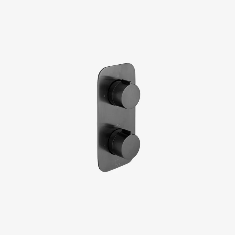 VADO Tablet Altitude Brushed Black Brass Wall Mounted 1-Outlet Concealed Thermostatic Shower Valve 125.5 x 80 x 170 mm